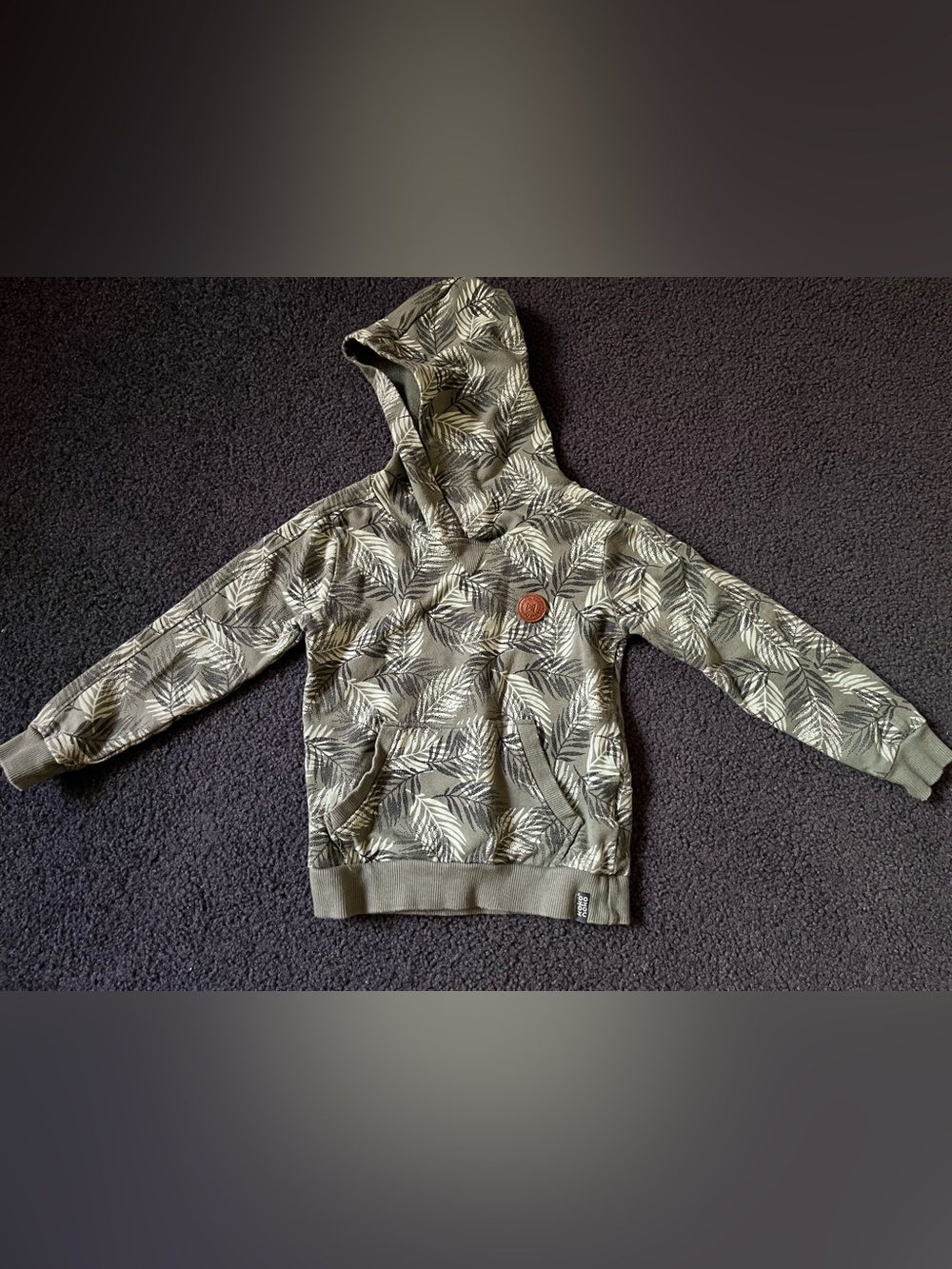 Kids Green Palm-Print Hooded Sweatshirt